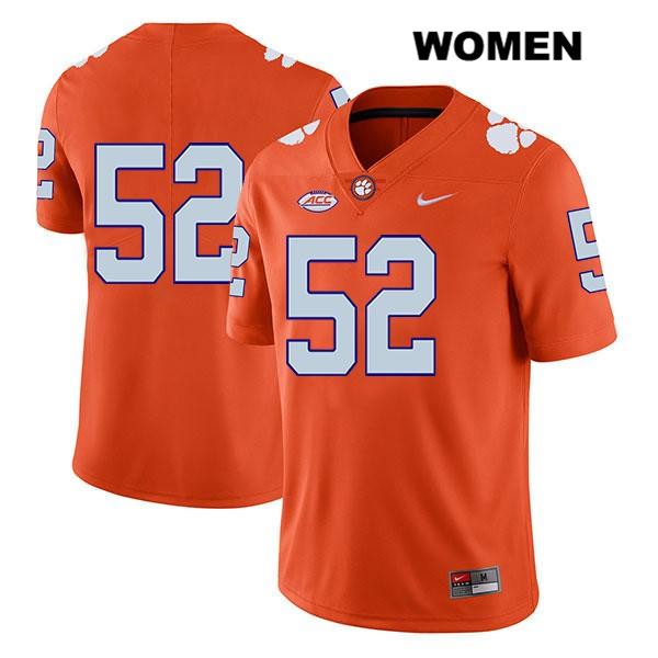 Women's Clemson Tigers #52 Tyler Brown Stitched Orange Legend Authentic Nike No Name NCAA College Football Jersey BYA6446JL